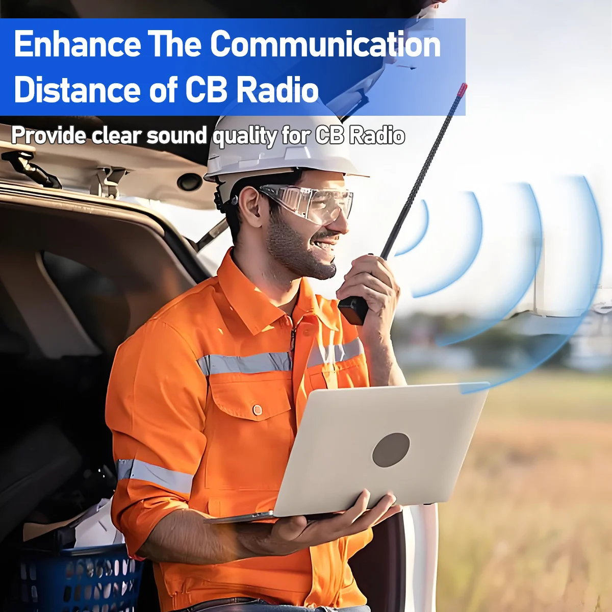 ABBREE CB antena de Radio 27Mhz SMA-hembra BNC látigo antena de alta ganancia para Quansheng TK11 UV-98 PLUS RT-860 RT-880 Walkie Talkie - imagen 5