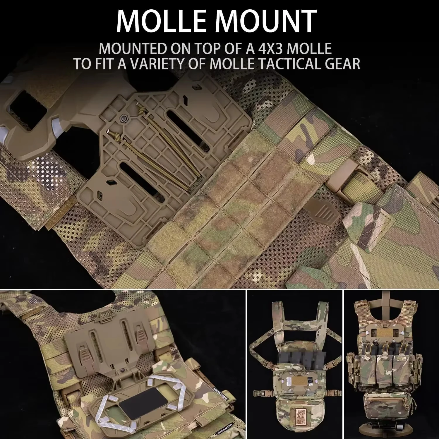 Arnés táctico MOLLE plegable con panel administrador para airsoft - imagen 3