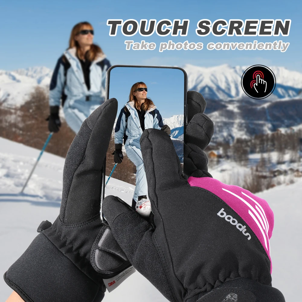 Guantes de esquí impermeables a prueba de viento para hombre y mujer, guante antideslizante cálido y acogedor para Snowboard, deportes de clima frío, ciclismo y moto de nieve - imagen 5