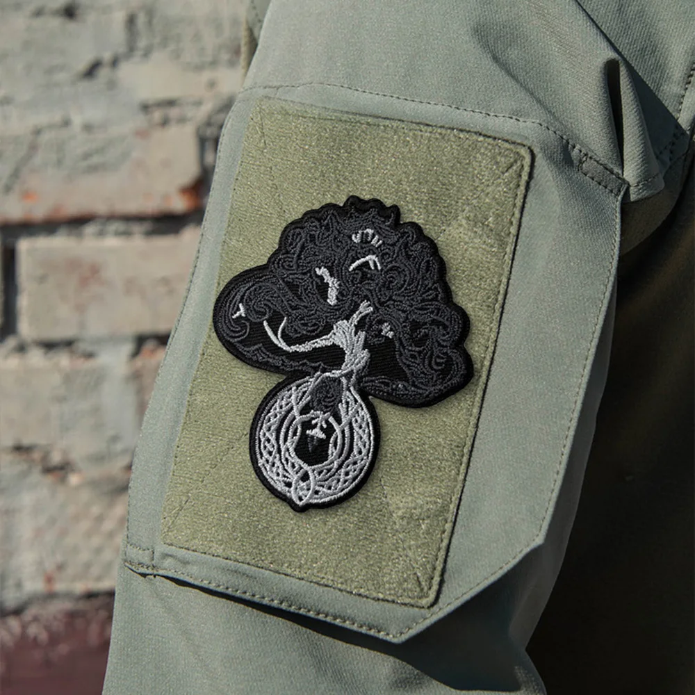 Parches tácticos de árbol de la vida para ropa, parche bordado con gancho y bucle Vintage, insignia militar, brazalete, pegatinas decorativas para mochila