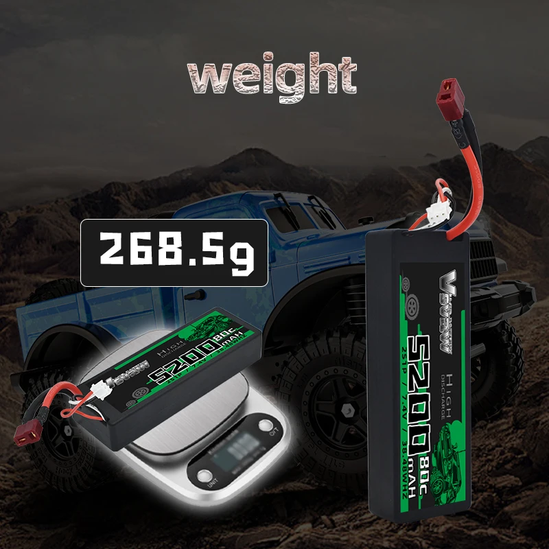 2 uds VSVAW 2S Lipo batería 7,4 V 80C 5200mAh estuche rígido T enchufe para 1/8 1/10 RC coche camión tanque RC Buggy Truggy RC piezas de carreras - imagen 5