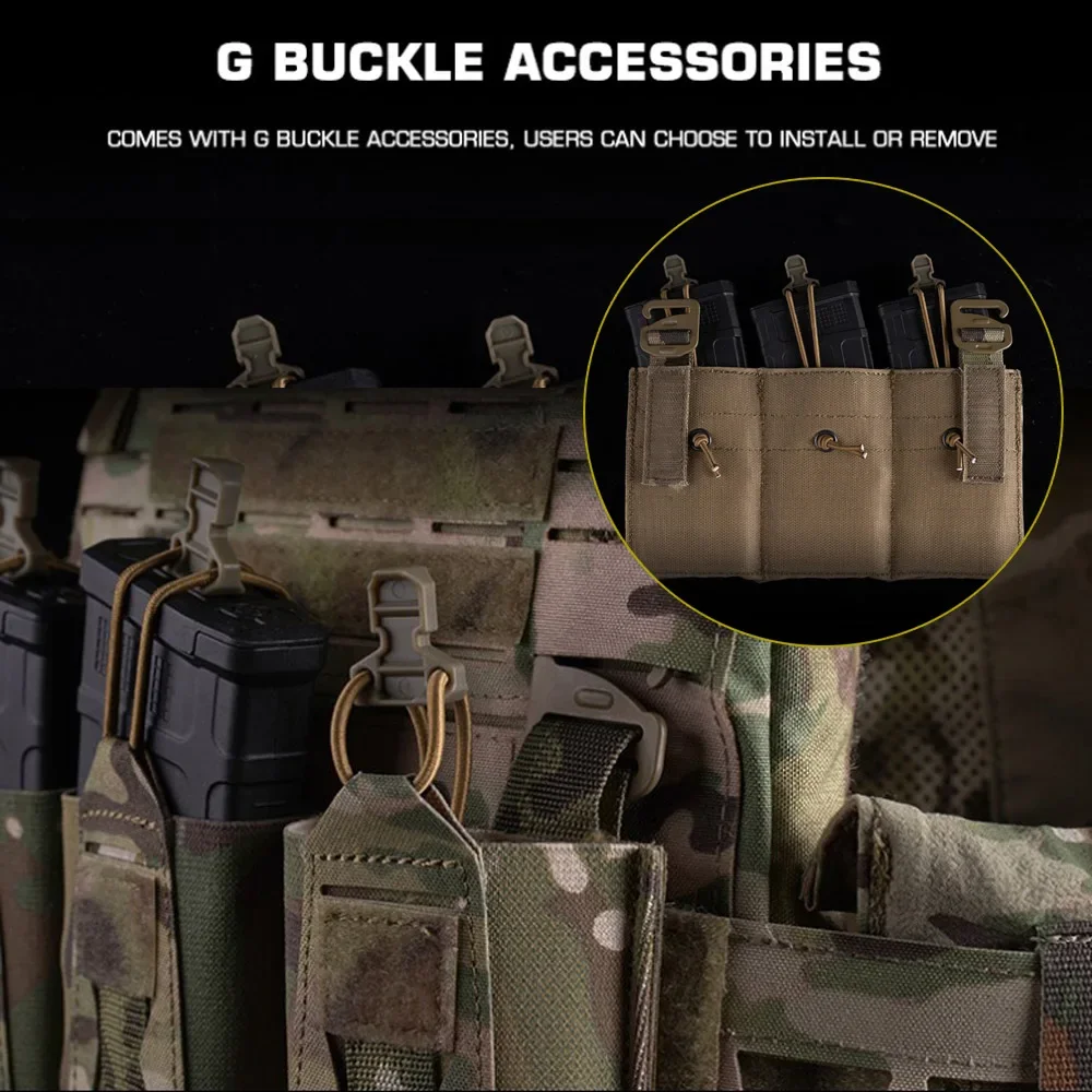Bolsa táctica Triple para revistas, hebilla de gancho de 2,5 cm/G para Panel frontal portador de placa de chaleco 5,56/M4/AR15/AK Airsoft LBT 6094 K19 KZ - imagen 5