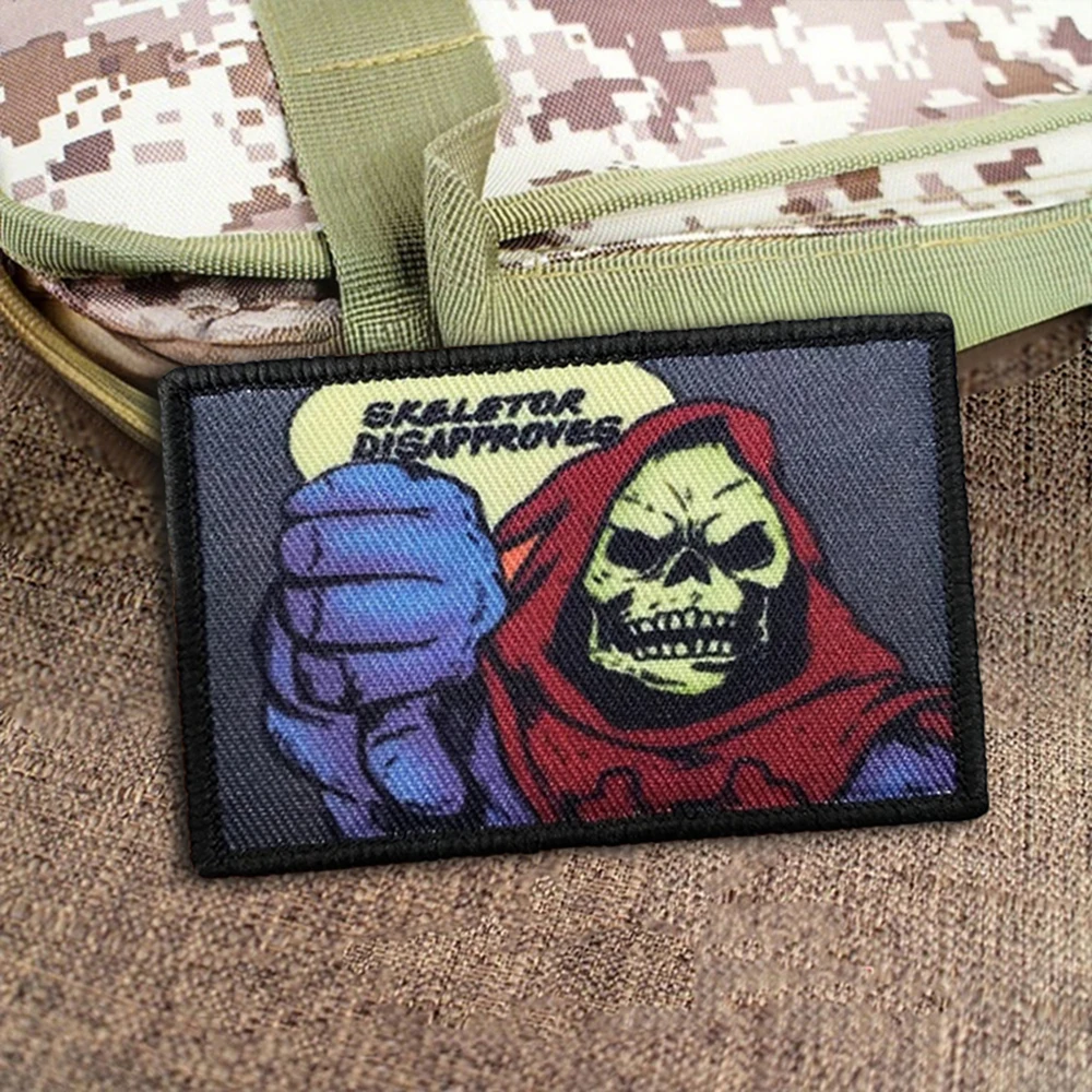 Esqueleto desaprueba parche táctico divertido cráneo gancho y bucle parches insignia de moral brazalete del ejército militar pegatinas para mochila