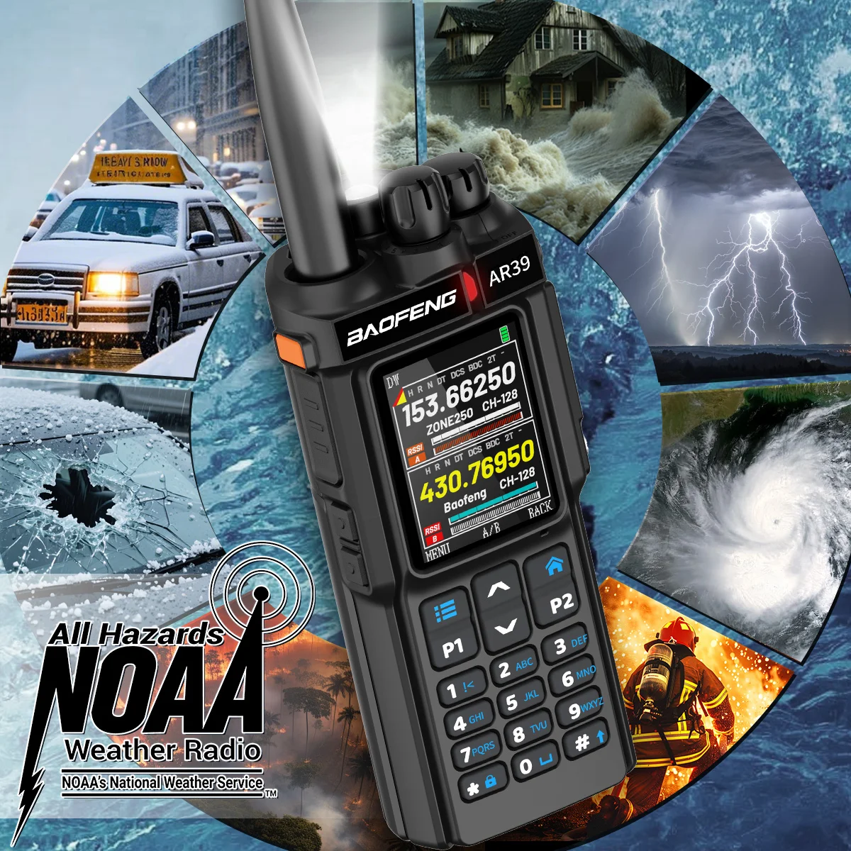 BAOFENG AR-39 Walkie Talkie de largo alcance multibanda 7 opciones de fuente de color con linterna AM/FM frecuencia de copia inalámbrica Radioaficionado - imagen 5