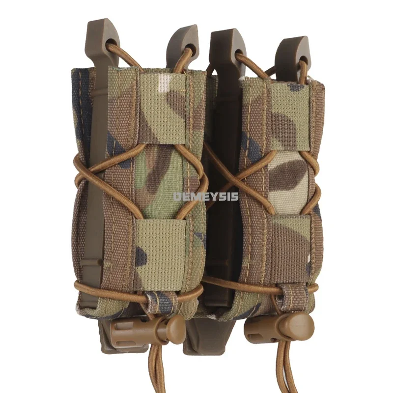 Bolsas tácticas dobles Mag de 9mm con tapa abierta, bolsa para revistas CS de Paintball de tracción rápida, cinturón de cintura, herramientas para linterna de caza compatibles - imagen 3