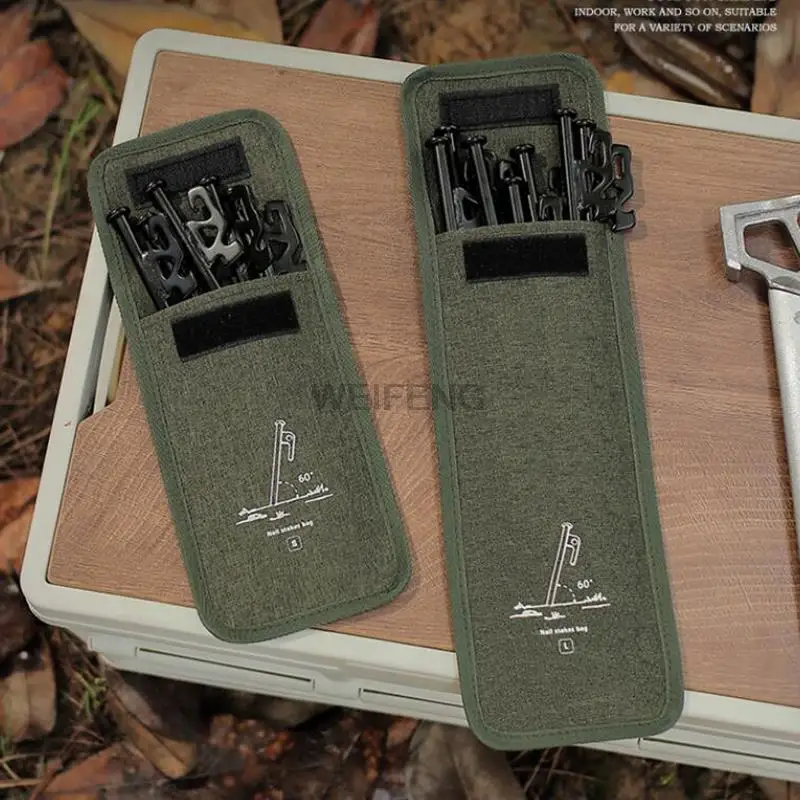 Bolsa de almacenamiento de clavijas de tienda de tierra para acampar, martillo, cuerda de viento, clavijas de tienda, bolsa de accesorios de almacenamiento de clavos para viajes al aire libre, senderismo, 22/32cm - imagen 2