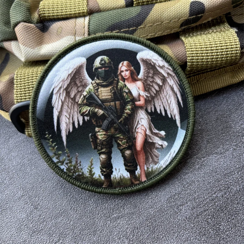 Parche estampado militar "ángeles Protect The Soldiers", insignia de moral táctica, parches con gancho, pegatinas para ropa y mochila - imagen 2