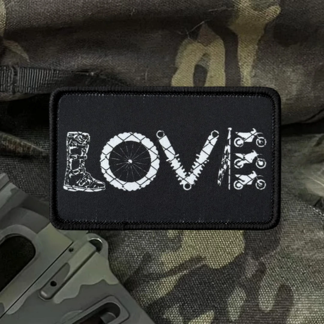 Parche de insignia de moral de motocicleta "LOVE", emblema militar, brazalete táctico, gancho y bucle impresos para ropa, pegatinas para mochila - imagen 4