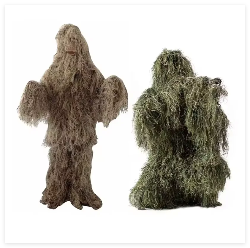 Traje de camuflaje táctico militar, conjunto Ghillie de hierba 3D, traje de caza al aire libre de 5 piezas