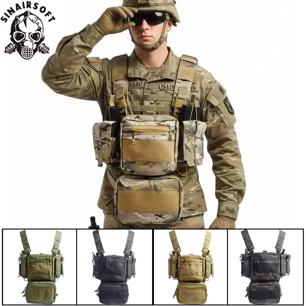Chaleco Táctico SINAIRSOFT D3, Arnés CRM H, Inserto para Cargador M4 5.56, Integrable, Accesorios de Caza