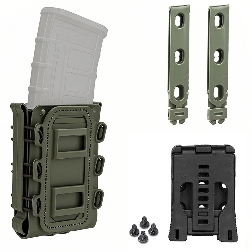 OPHIDIAN Bolsa para revistas de 5,56 mm y 7,62 mm con clip MOLLE y hebilla para cinturón Soporte para revistas universal Clip para cinturón/Clip trasero
