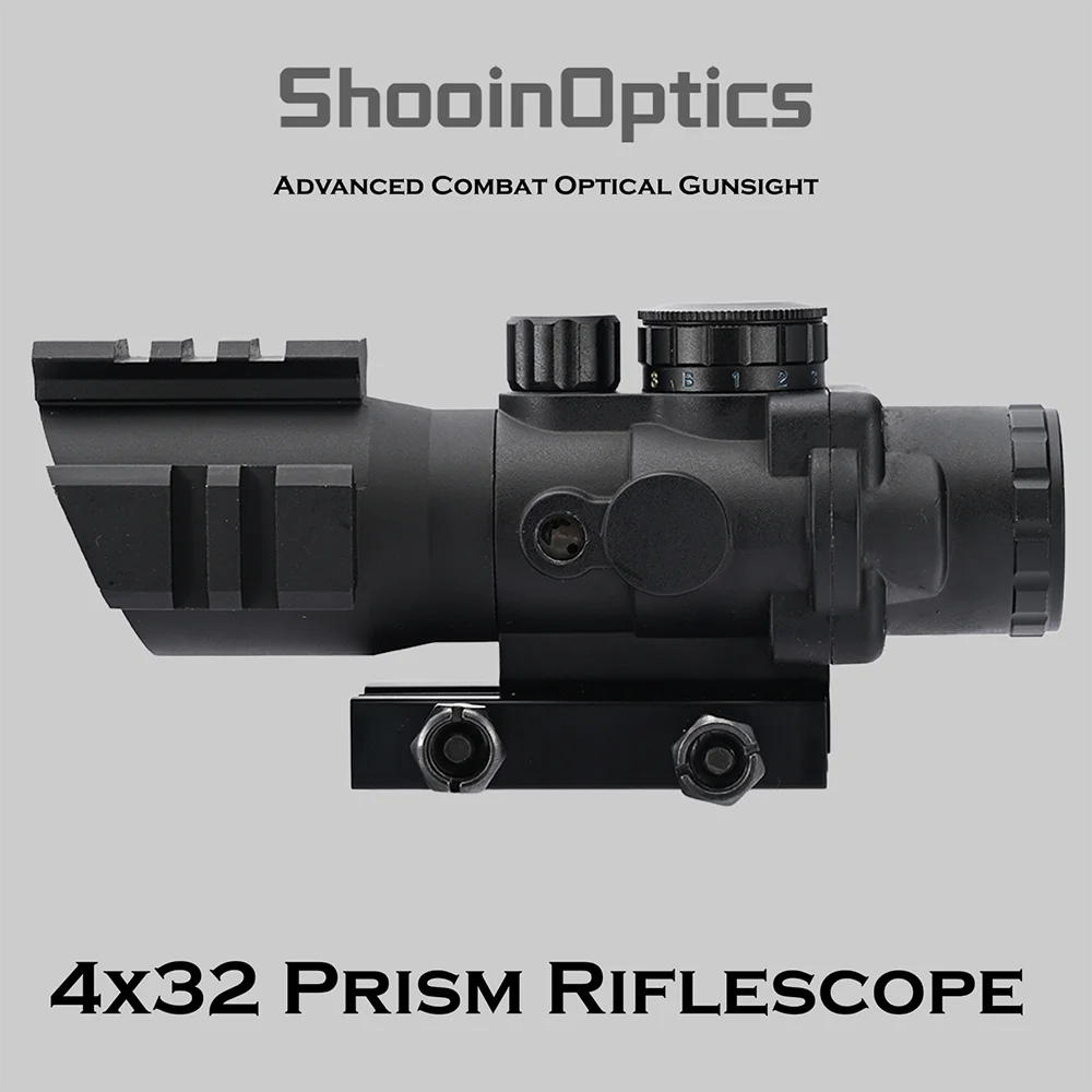 Shooin Optics-mira telescópica táctica con prisma 4x32, retícula iluminada para caza y tiro al objetivo - imagen 3