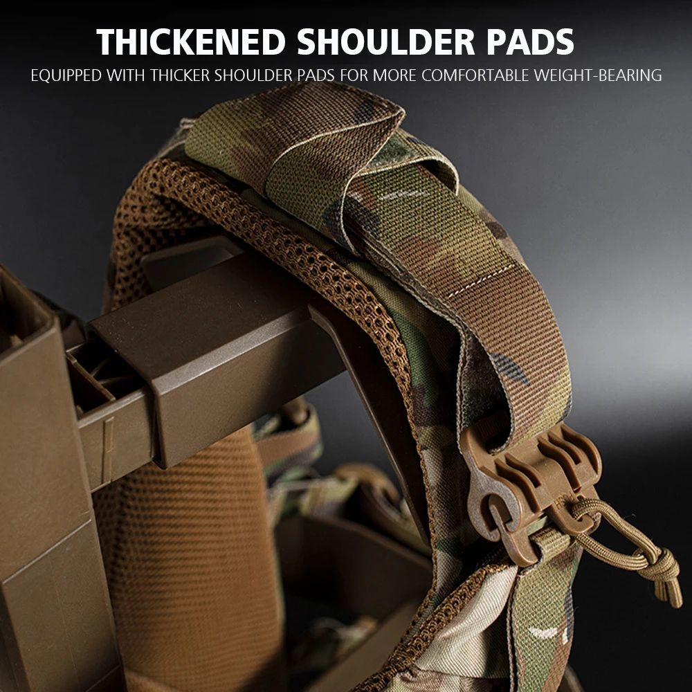 Chaleco táctico K19 Airsoft, chaleco MOLLE de caza con sistema deslizante de liberación rápida, Compatible con placa deflectora S/M/L, nailon 1000D - imagen 4