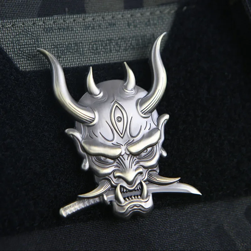 Ghost Warrior japonés Prajna esqueleto gancho y bucle brazalete 3D Metal moral insignia mochila sombreros parches de decoración - imagen 3