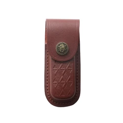 Estuche funda cuchillo plegable cuero vaca riñonera extracción lateral