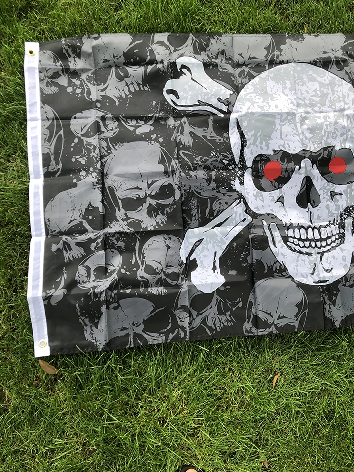BANDA DE SKY 90X150cm, bandera de huesos cruzados de pila de calavera pirata negra, pancarta colgante de poliéster de alta calidad para decoración - imagen 4