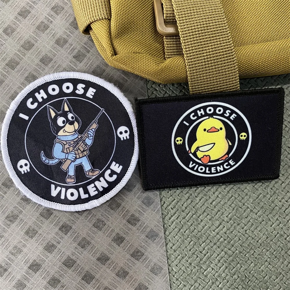 La Paz nunca fue una opción, parche táctico, insignia de moral de ganso, brazalete, pato amarillo violento con gancho y lazo de impresión de cuchillo - imagen 3