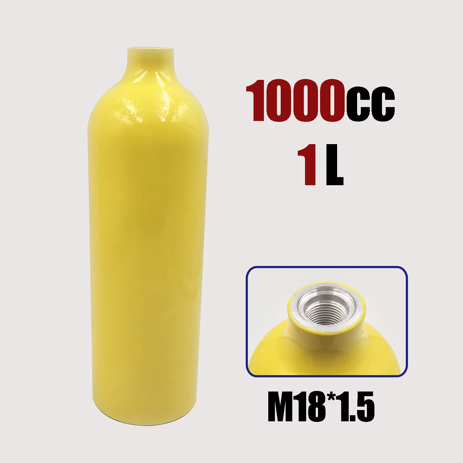 Tanque de aire comprimido para buceo, cilindro de botella de Gas de alta presión, 1L, 1000cc, 20MPa, 200bar, 3000psi, M18 x 1,5