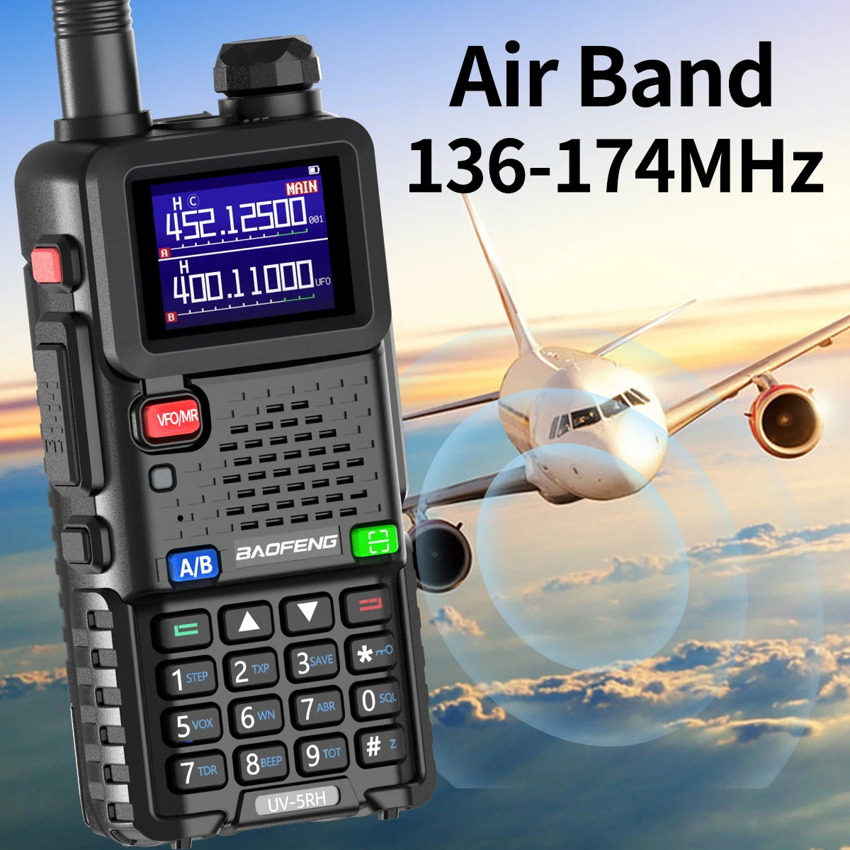 Baofeng UV 5RH 10W bandas completas Walkie Talkie sin cables copia frecuencia tipo C cargador mejorado UV 5R transceptor Ham Radio bidireccional - imagen 2