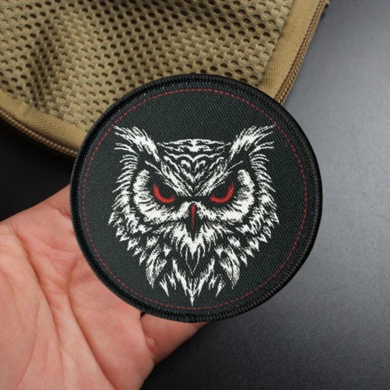 Parche estampado de búho para ropa, insignia de moral táctica, parche militar con gancho, pegatina decorativa para mochila - imagen 2