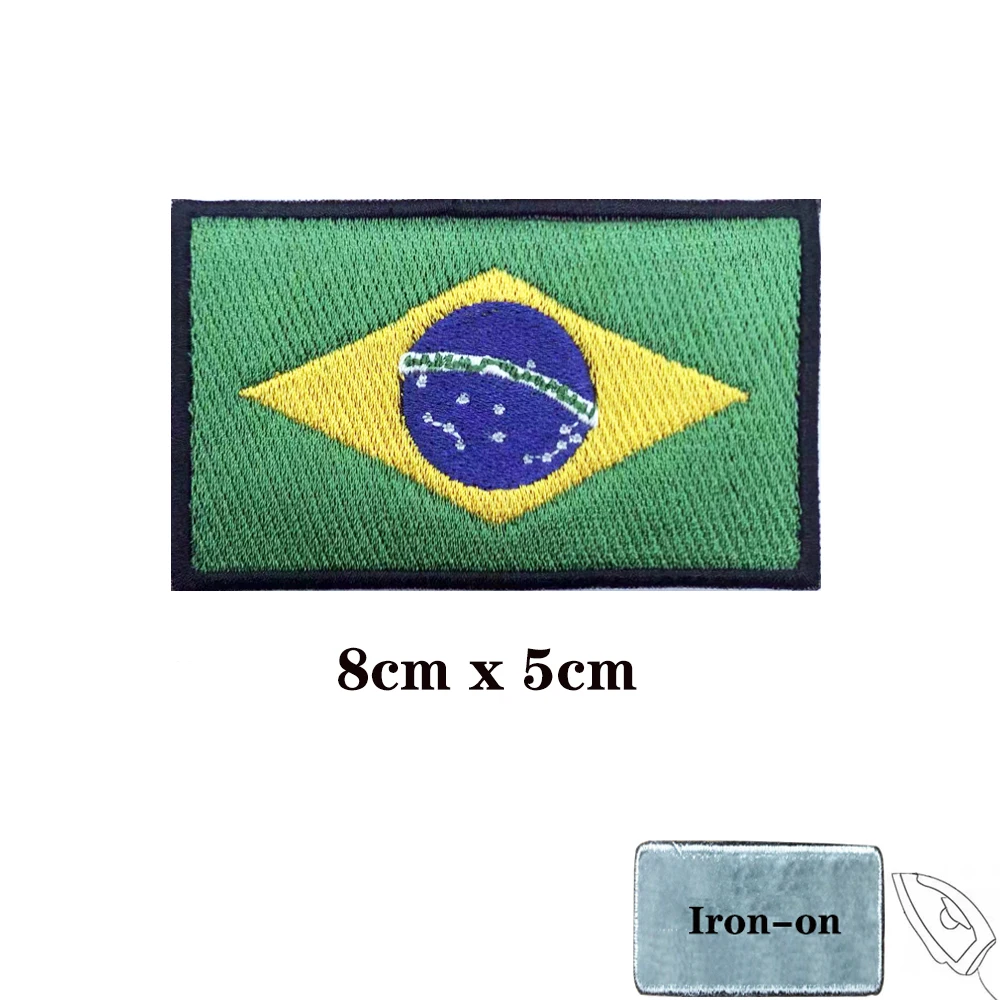 Parche bordado de la bandera brasileña de Brasil, parche bordado de gancho y lazo, insignia bordada de hierro, raya militar - imagen 2