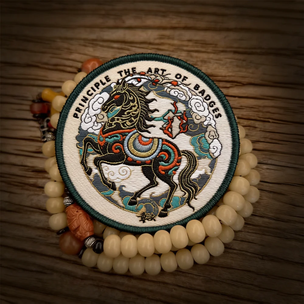 Parche bordado de caballo del zodiaco con cables de Metal para decoración de ropa y bolso, apliques tácticos del año natal