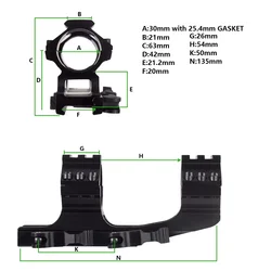 Soporte para anillos de alcance 25,4/30 mm con riel Picatinny superior