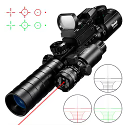 Mira telescópica 3-9x32 iluminada rojo/verde con retícula holográfica