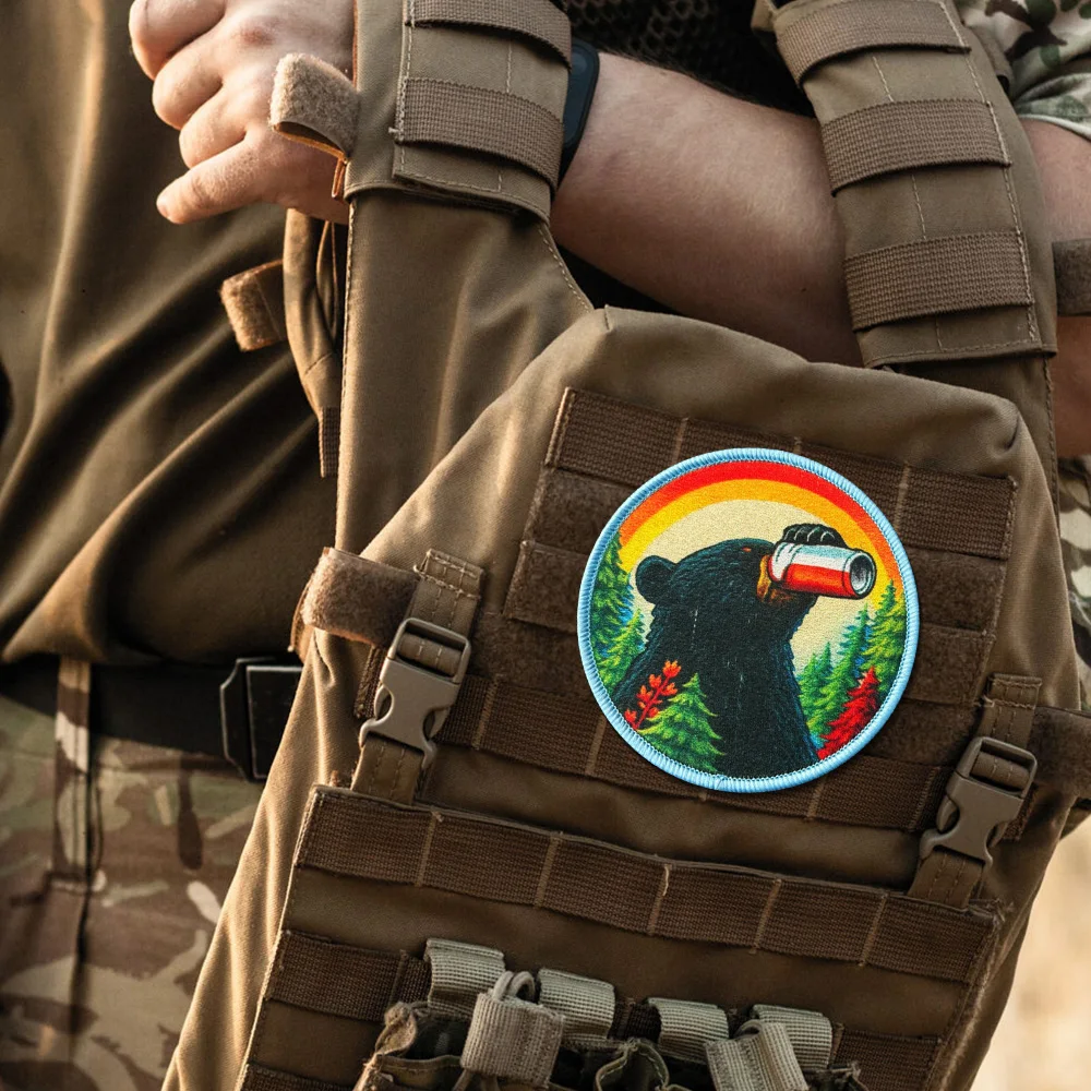 Parche Divertido de Oso Bebiendo Cerveza, Recuerdo para Campamento, Senderismo, Insignias de Moral para Chaquetas, Mochilas, Apliques de Parques Nacionales - imagen 4