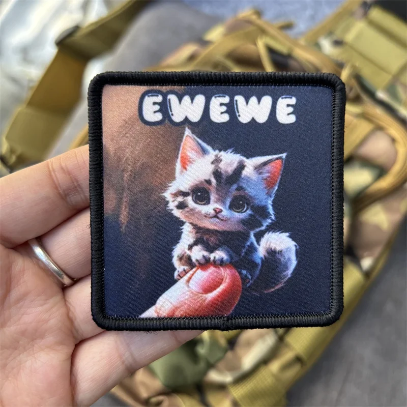 Parche estampado de gato para ropa, insignias de moral táctica, parches militares con gancho, pegatinas para mochila - imagen 2