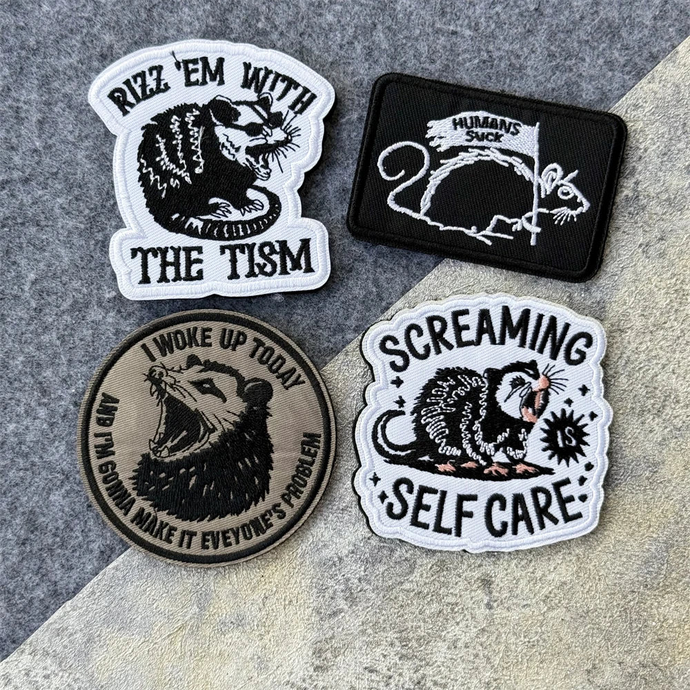 Parche para brazalete militar de Opossum y mapache, insignia de moral táctica, parches bordados con gancho para ropa, pegatina para mochila - imagen 3