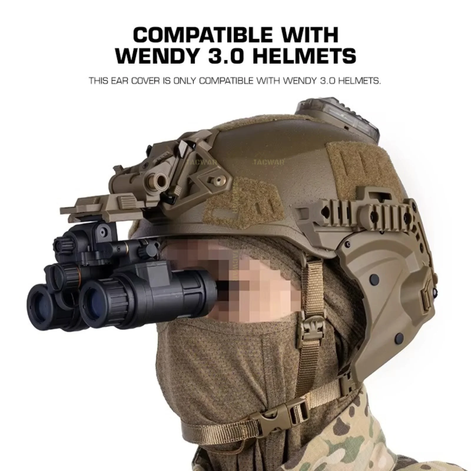 Orejeras de protección lateral para casco, orejeras para casco táctico Wendy 3,0, montaje en riel, caza, Airsoft, CS, entrenamiento, Cosplay - imagen 5