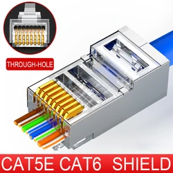 Conector RJ45 Cat6 SFTP metálico Xintylink para cable de red blindado