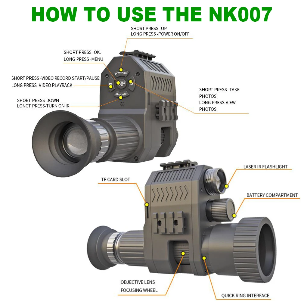 Megaorei NK007 PLUS Visor nocturno con infrarrojos y grabación HD - imagen 2