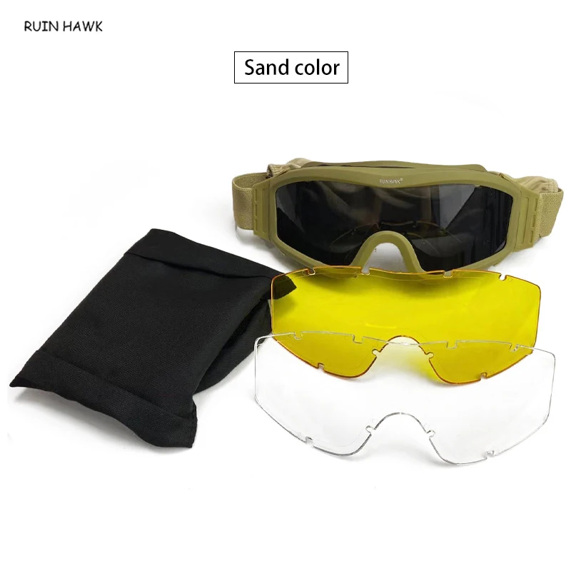 Gafas tácticas USMC para Paintball Airsoft, gafas protectoras para tiro al aire libre, caza, CS, juego de guerra, 3 lentes - imagen 4