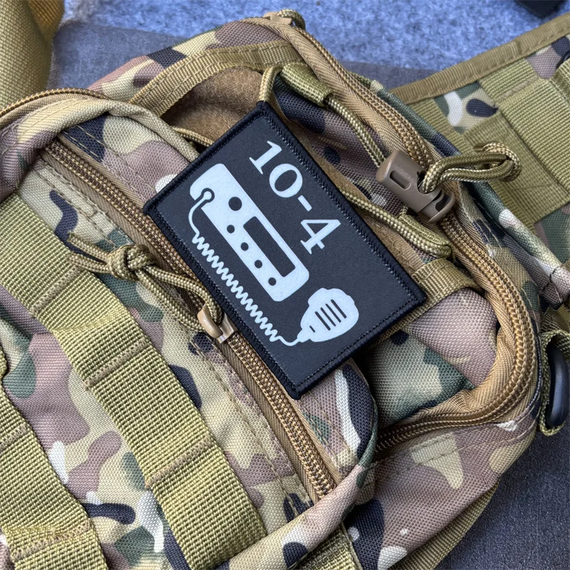 Parche estampado militar de Radio 10-4 para ropa, insignia de moral, parches tácticos con gancho, pegatinas para mochila