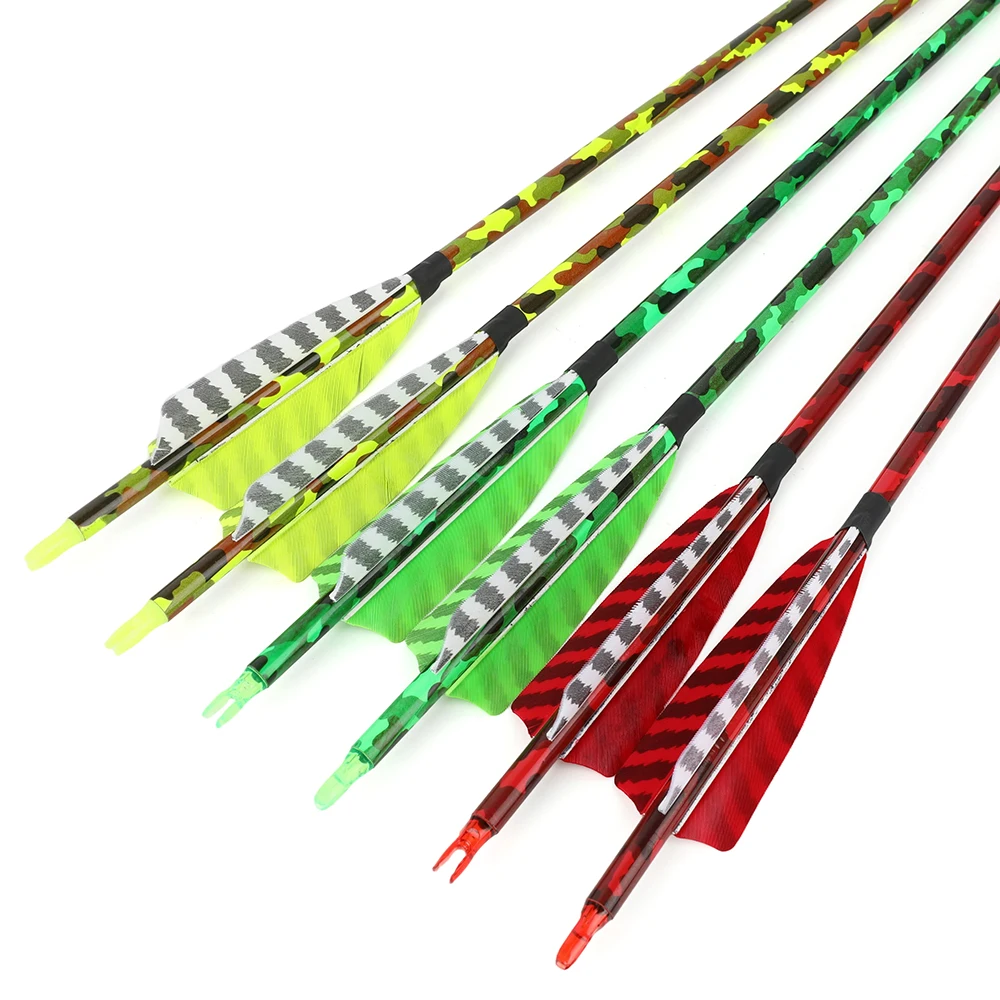 SP500 Flechas de carbono caza con plumas pavo - imagen 4