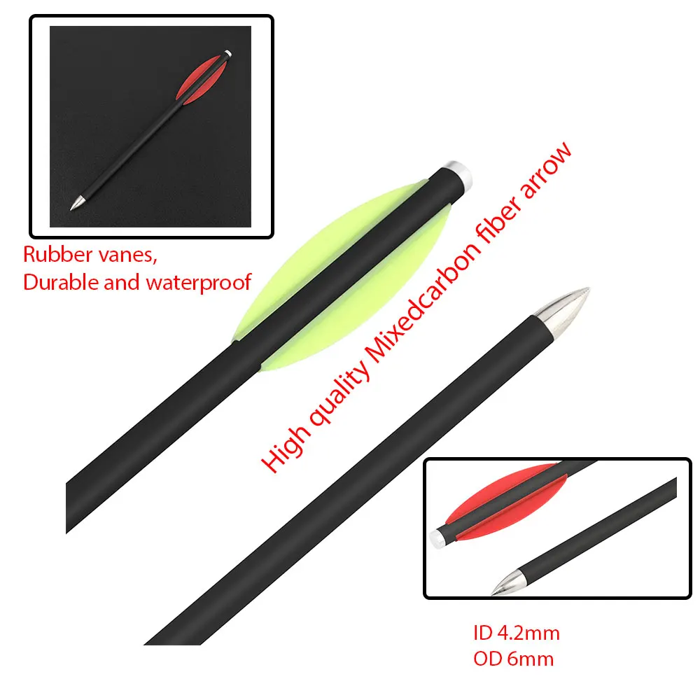 6/12/18/24 Uds pernos de ballesta de tiro con arco 16cm flechas de carbono ID4.2mm OD6mm de alta resistencia para arco caza al aire libre deportes de tiro - imagen 2