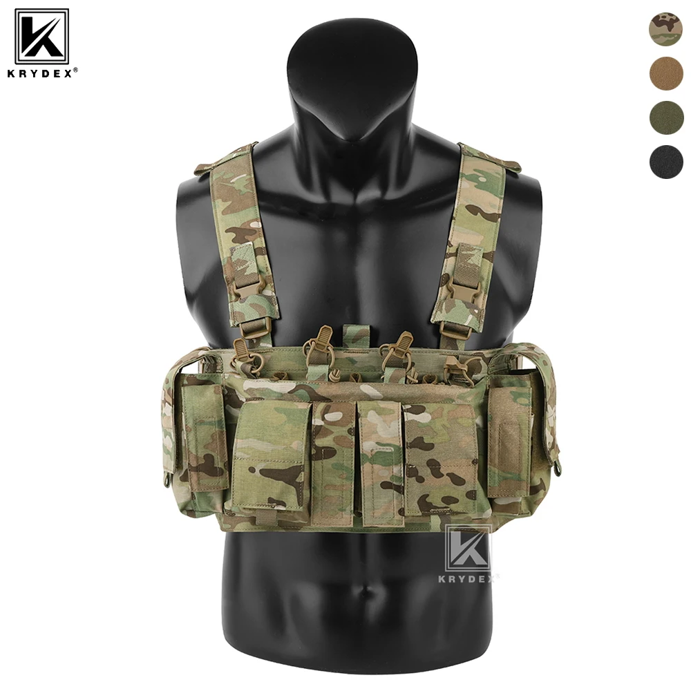 KRYDEX 500D aparejo de pecho táctico UW Gen IV chaleco de Micro aparejos de lucha de perfil bajo con bolsa GP de 556 9mm bolsillos multifunción arnés H
