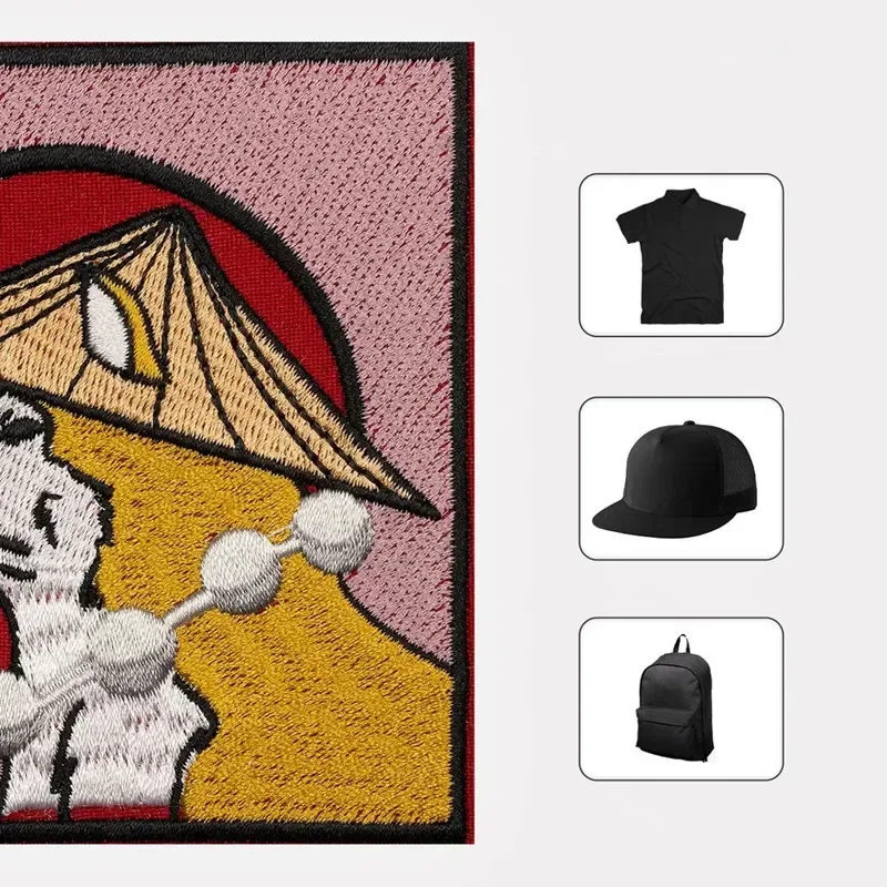 Samurai japonés Shiba Inu con un cuchillo, parches bordados para ropa, insignias bordadas de animales, dibujos animados DIY - imagen 3