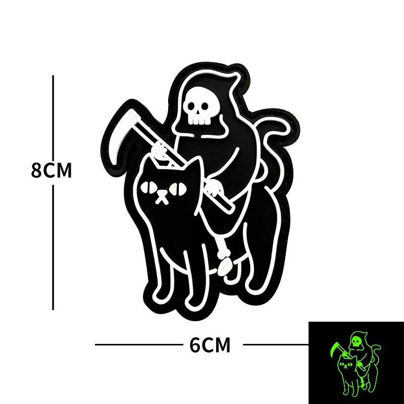 Reaper parches de PVC para ropa, insignia de moral de gato nocturno, pegatina táctica de mochila, brazalete militar - imagen 5
