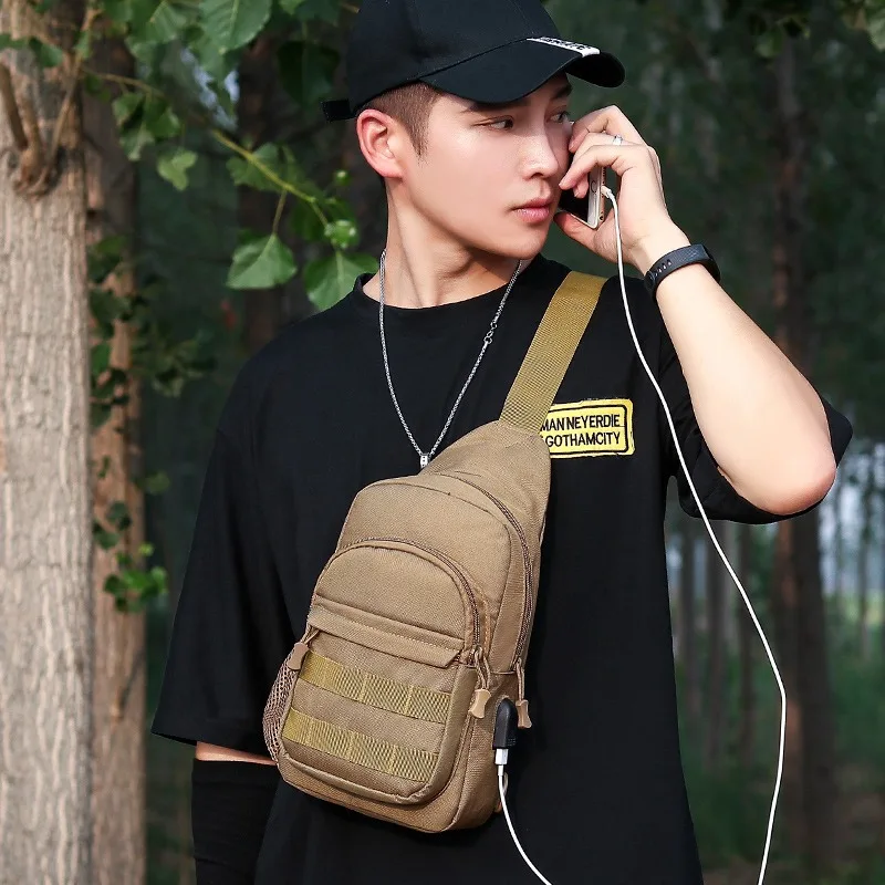 Pequeño hervidor de camuflaje táctico al aire libre, bolsa de pecho, bolsa molle, mochila para senderismo, nailon, caza, pesca, Camo, bolso de hombro para senderismo