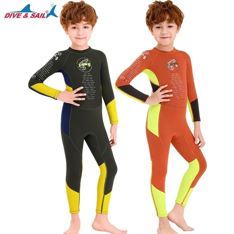 Traje de neopreno de una pieza de 2,5 MM para niños, traje de buceo de manga larga a prueba de frío, antimedusas, traje de baño cálido para esnórquel y surf - imagen 3