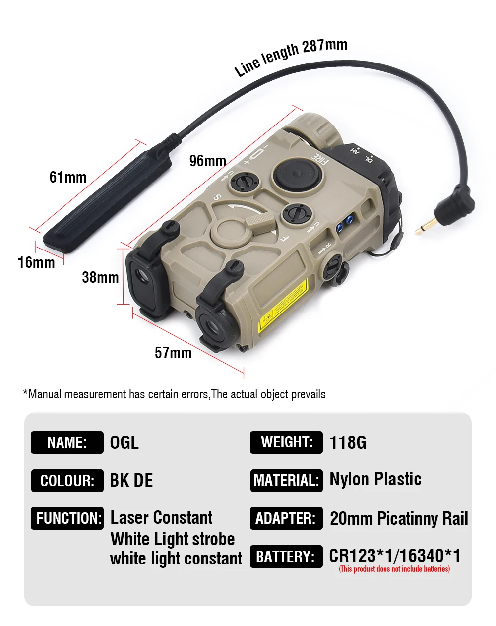 Un dispositivo con una lente de 16 mm y 1