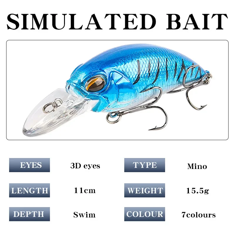 Señuelo de pesca flotante, cebo duro de manivela, calidad profesional, profundidad de 15,5-2,0 m, modelo caliente, 89mm, 2,5g, 7 colores, nuevo - imagen 4