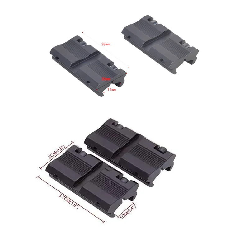 Adaptador ajustable de riel de montaje de alcance, Base de 2 uds., cola de milano de 11mm a Picatinny de 20mm, para óptica de caza, accesorios para pistola de juguete - imagen 4