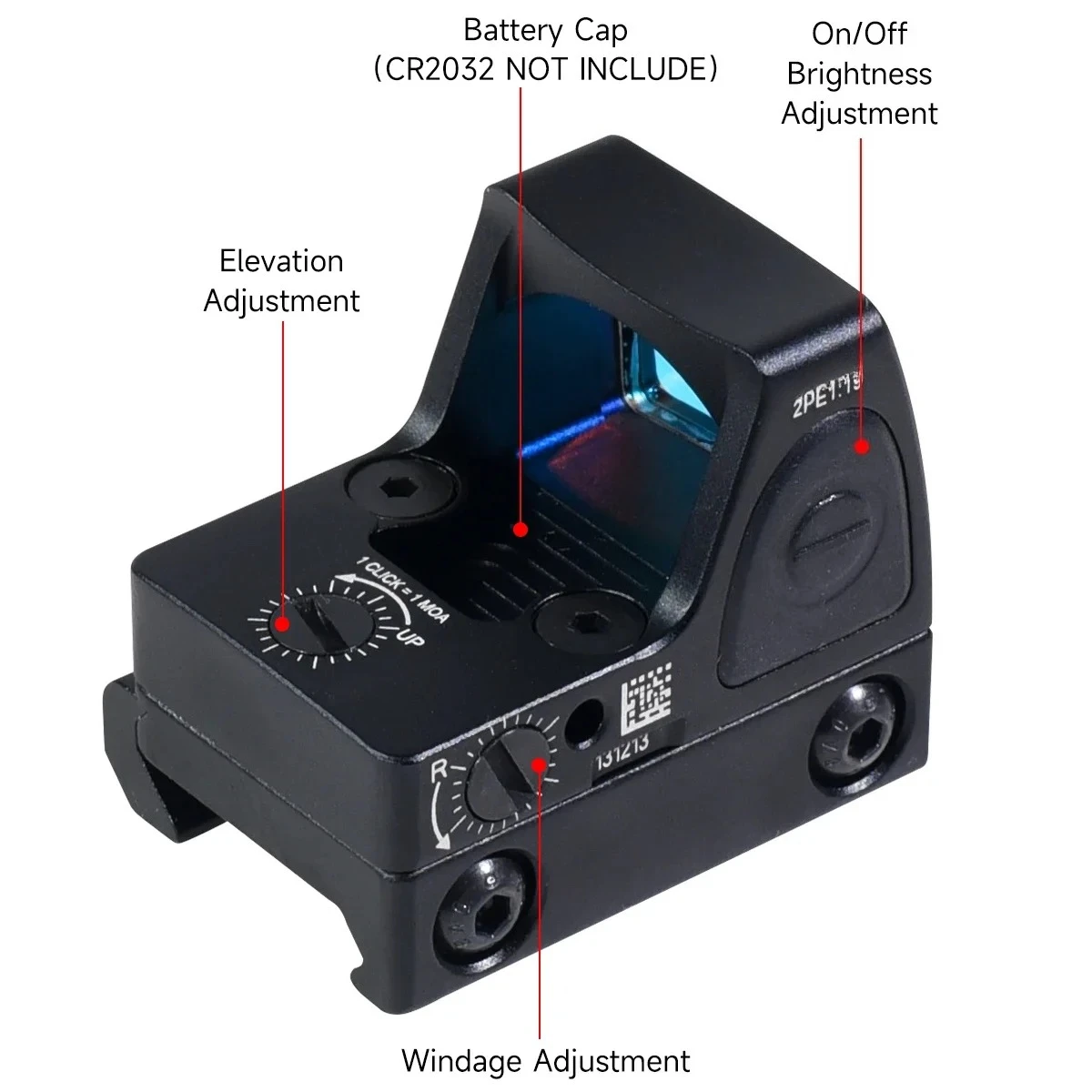 Mira óptica de punto rojo reflejo MOA para caza al aire libre, con marcado Original, compatible con pistola táctica, mira telescópica Airsoft GLOCK, 3,25 - imagen 2