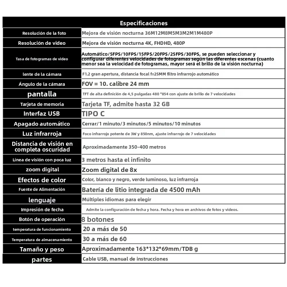 Gafas de visión nocturna Binoculares Vídeo 4K UHD Imagen de 36MP Pantalla HD de 4,5 ′′ Zoom digital 8X Alcance de 400 m - Perfecto para caza Camping - imagen 4