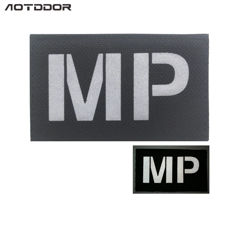 Paquete insignia MP insignia táctica parche mágico reflectante brazalete gancho y anillo parches bordados para ropa bordado costura - imagen 3