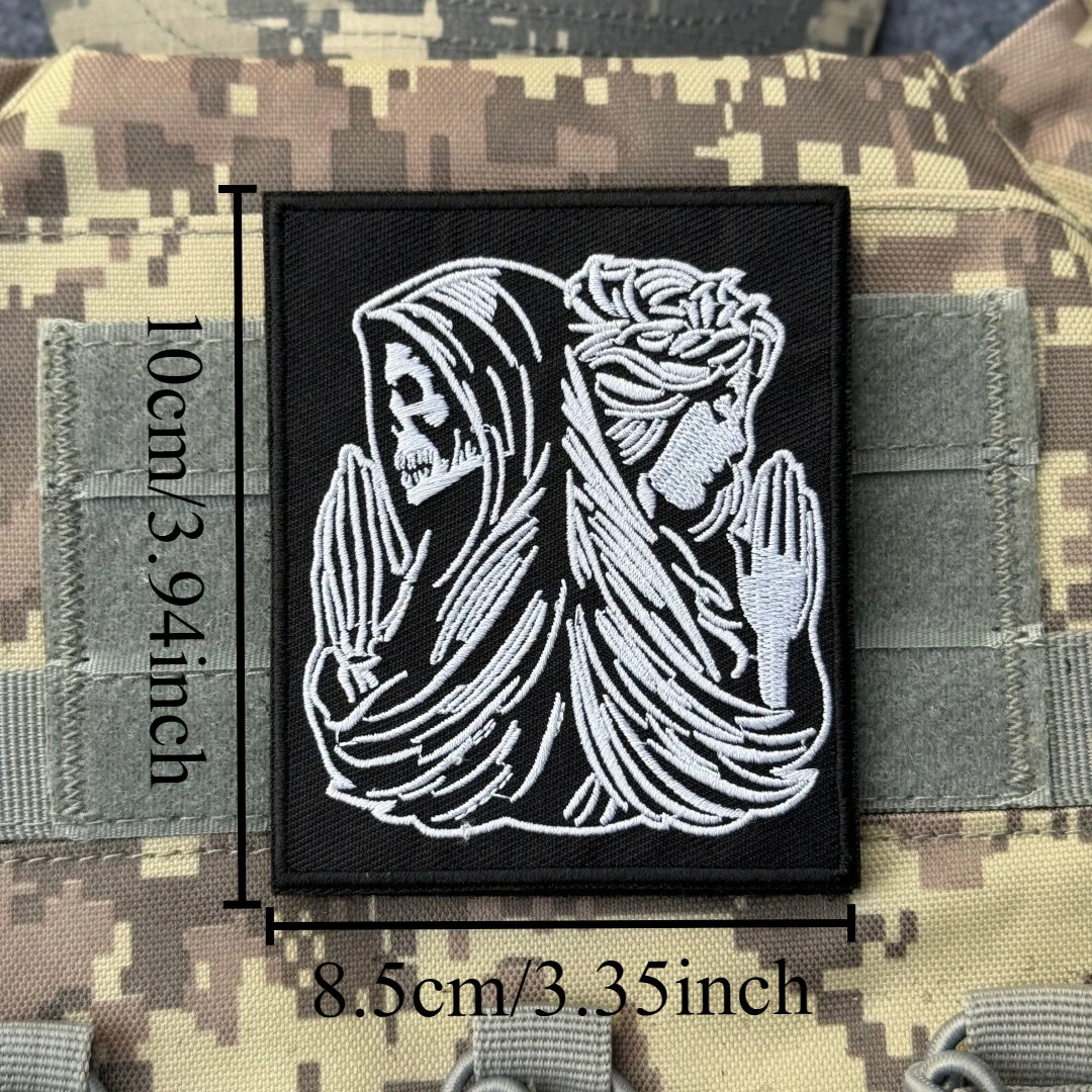 Parche táctico Chevron Angel and Demon Morale, brazalete militar personalizado, parches bordados con gancho para ropa, pegatina para mochila - imagen 2